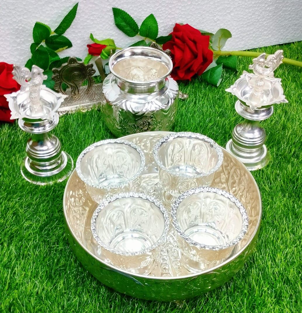 German Silver Pooja Set Combo Set